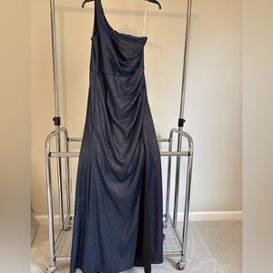 Shimmery Navy Shimmer One-Shoulder prom dress
